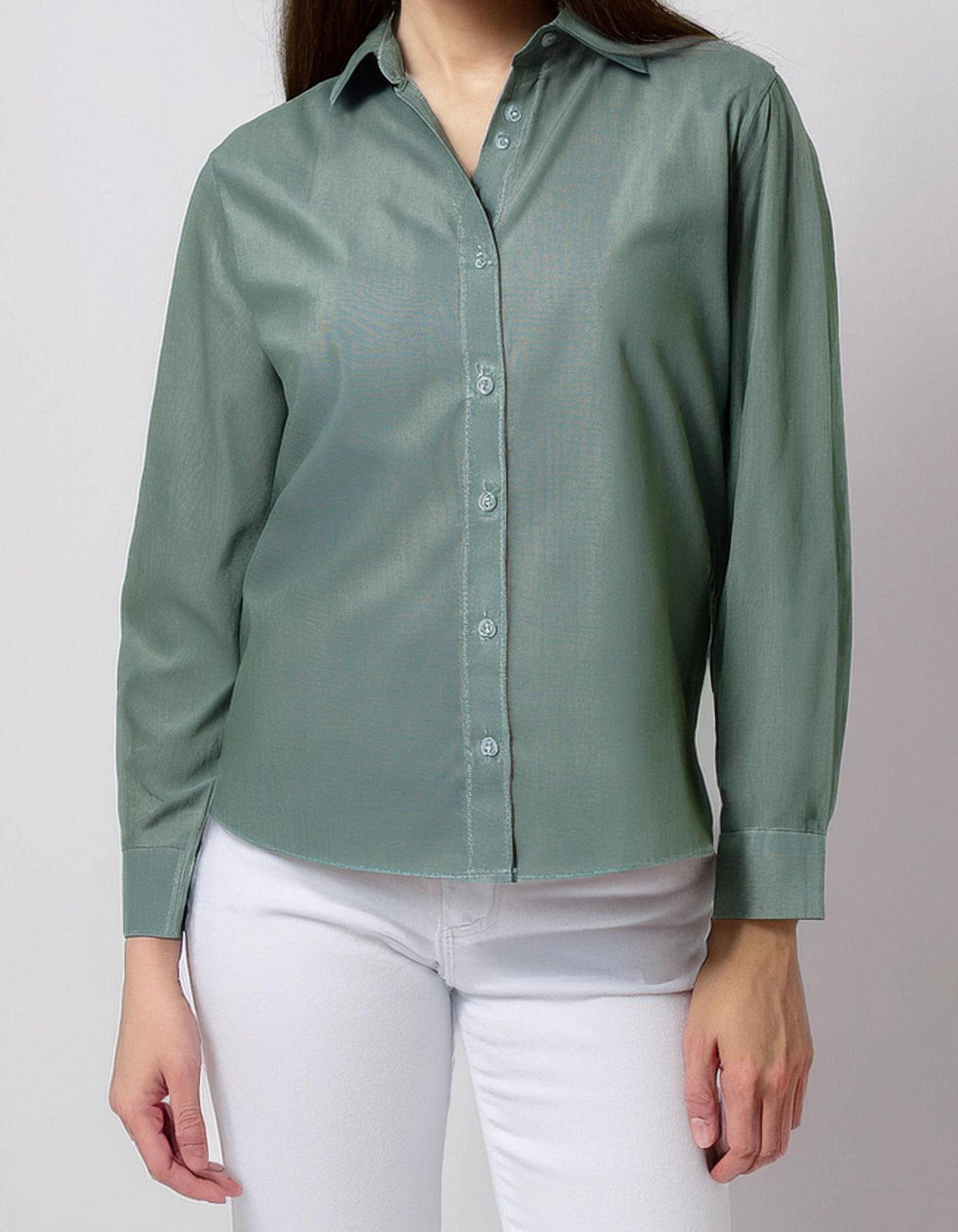 Olive Green Casual Dress Shirt 2