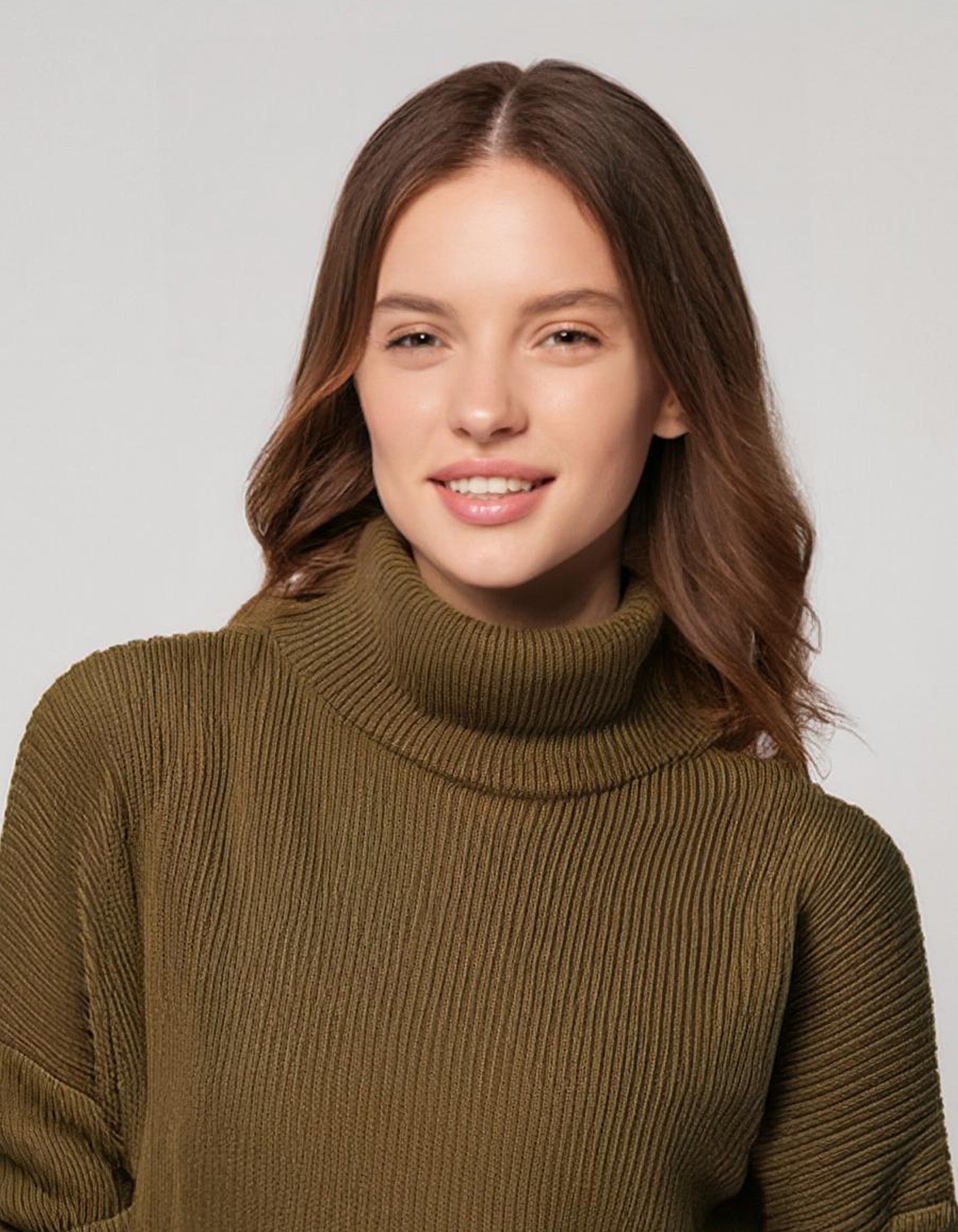 Olive Green Cozy Turtleneck Sweater 4