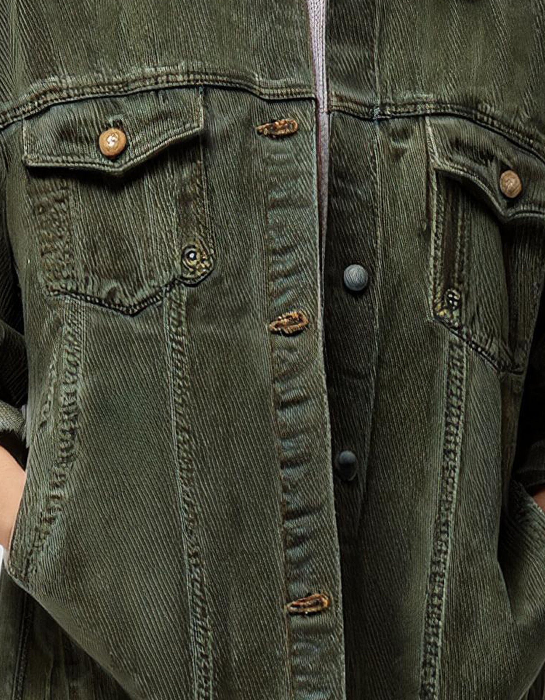 Olive Green Denim-Style Jacket 4