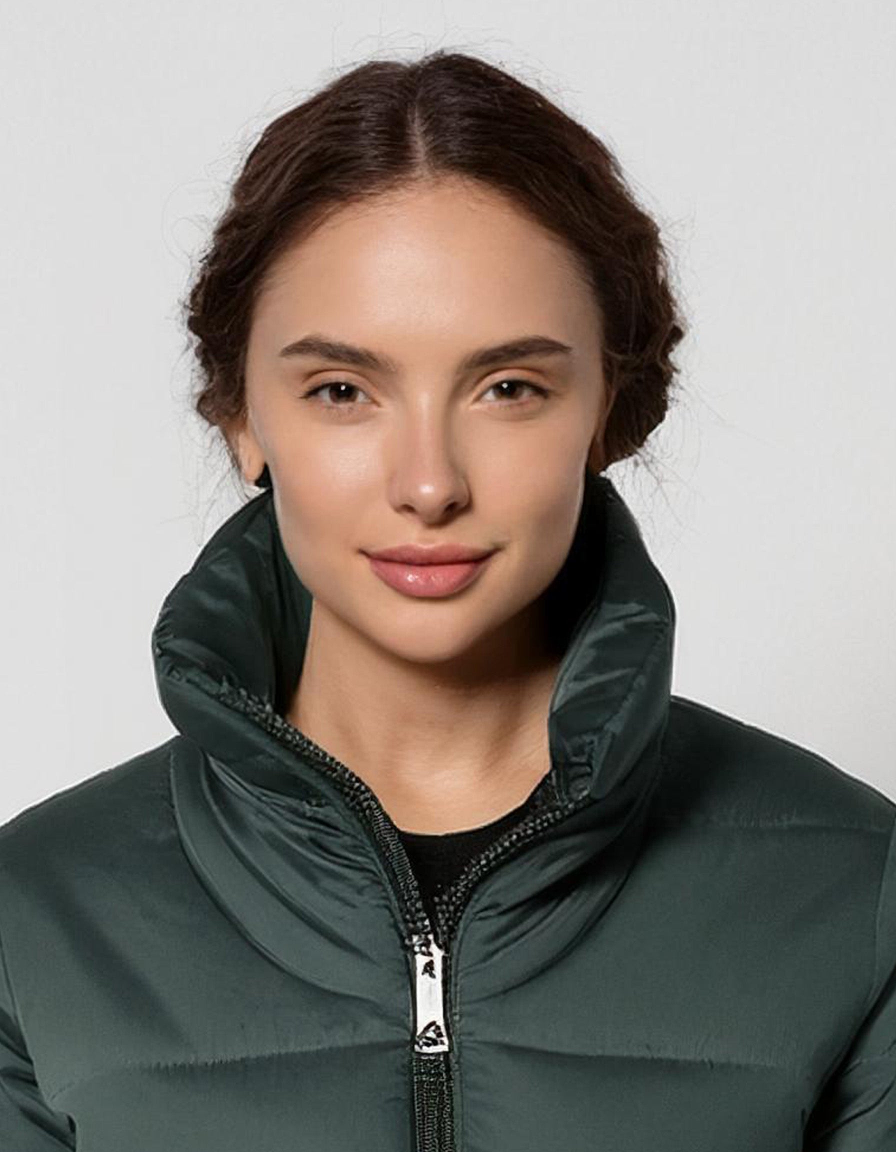 Olive Green Hooded Bomber Puffer Jacket 4