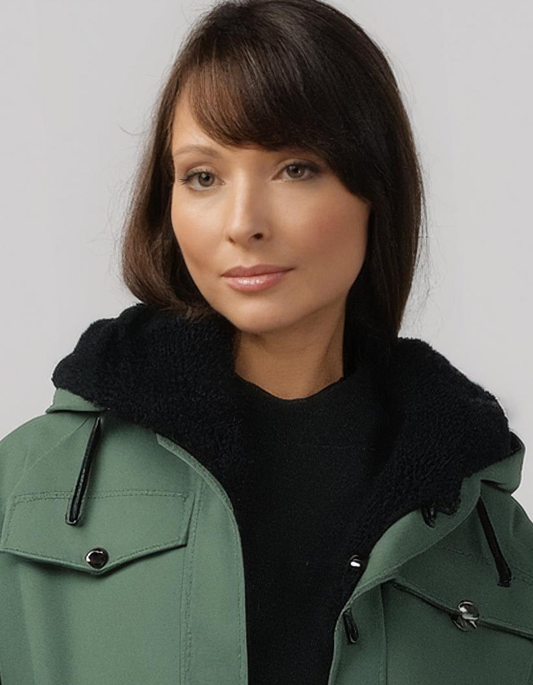 Olive Green Hooded Parka Jacket with Pockets 4