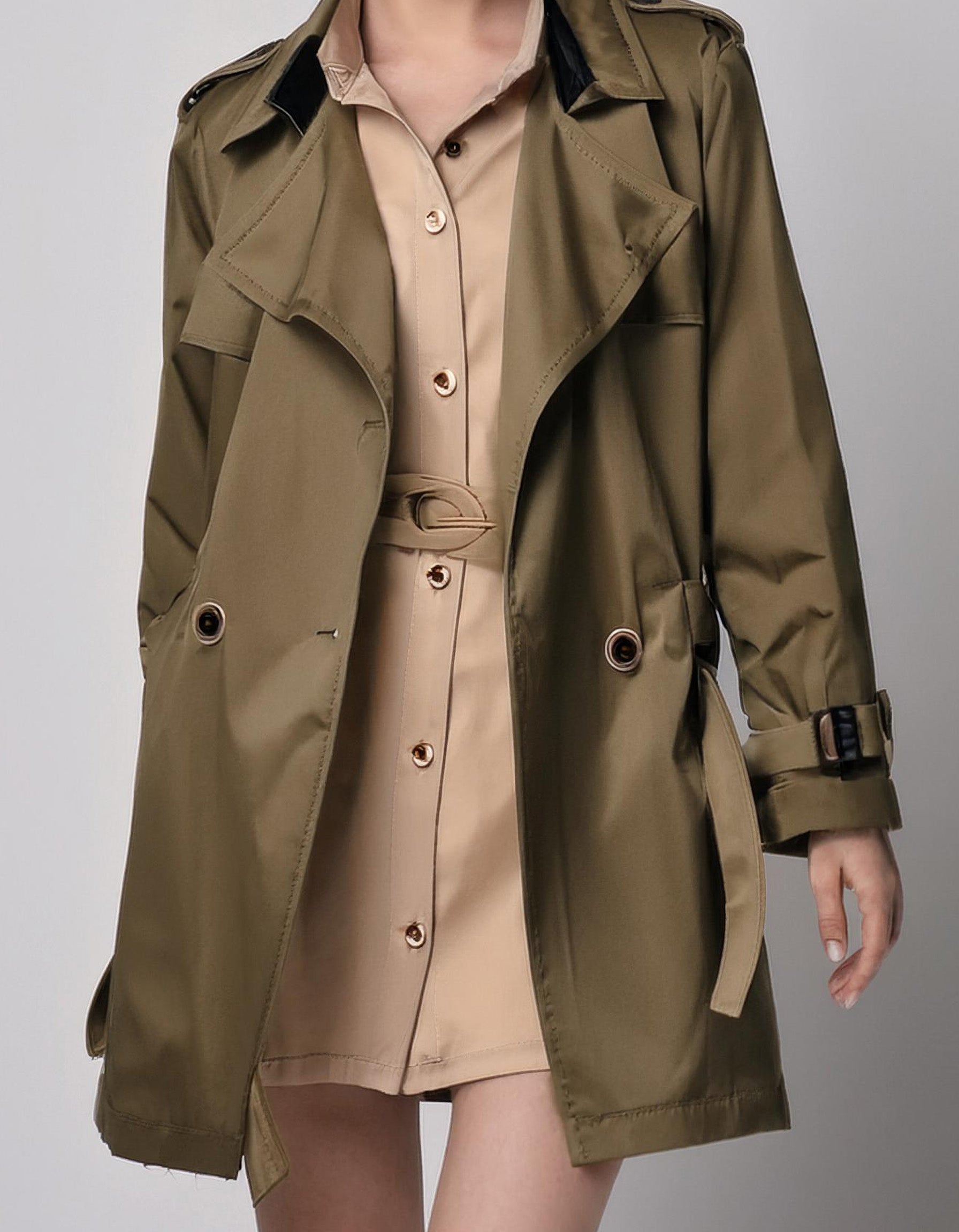 Olive Green Oversized Trench Coats 2