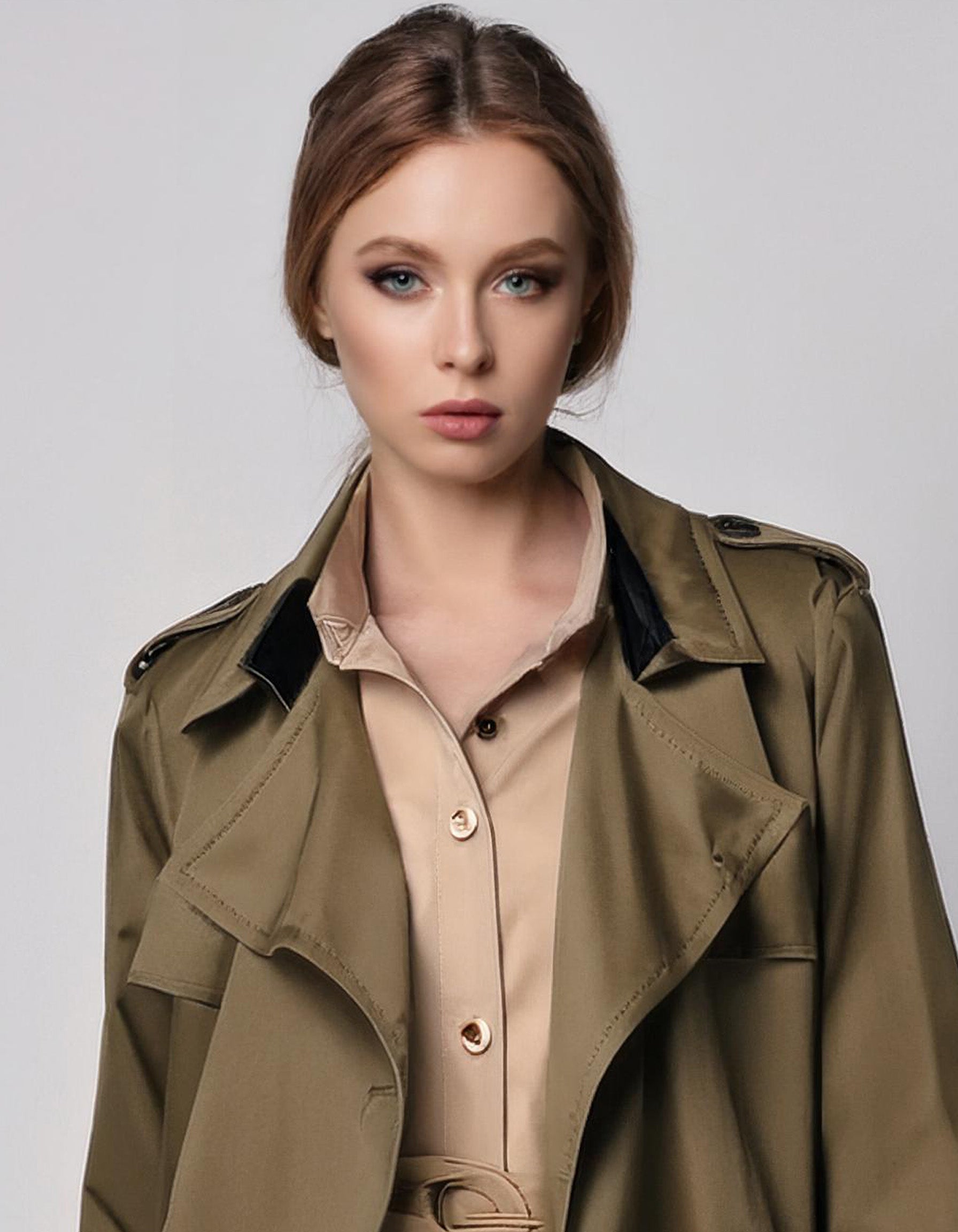 Olive Green Oversized Trench Coats 4