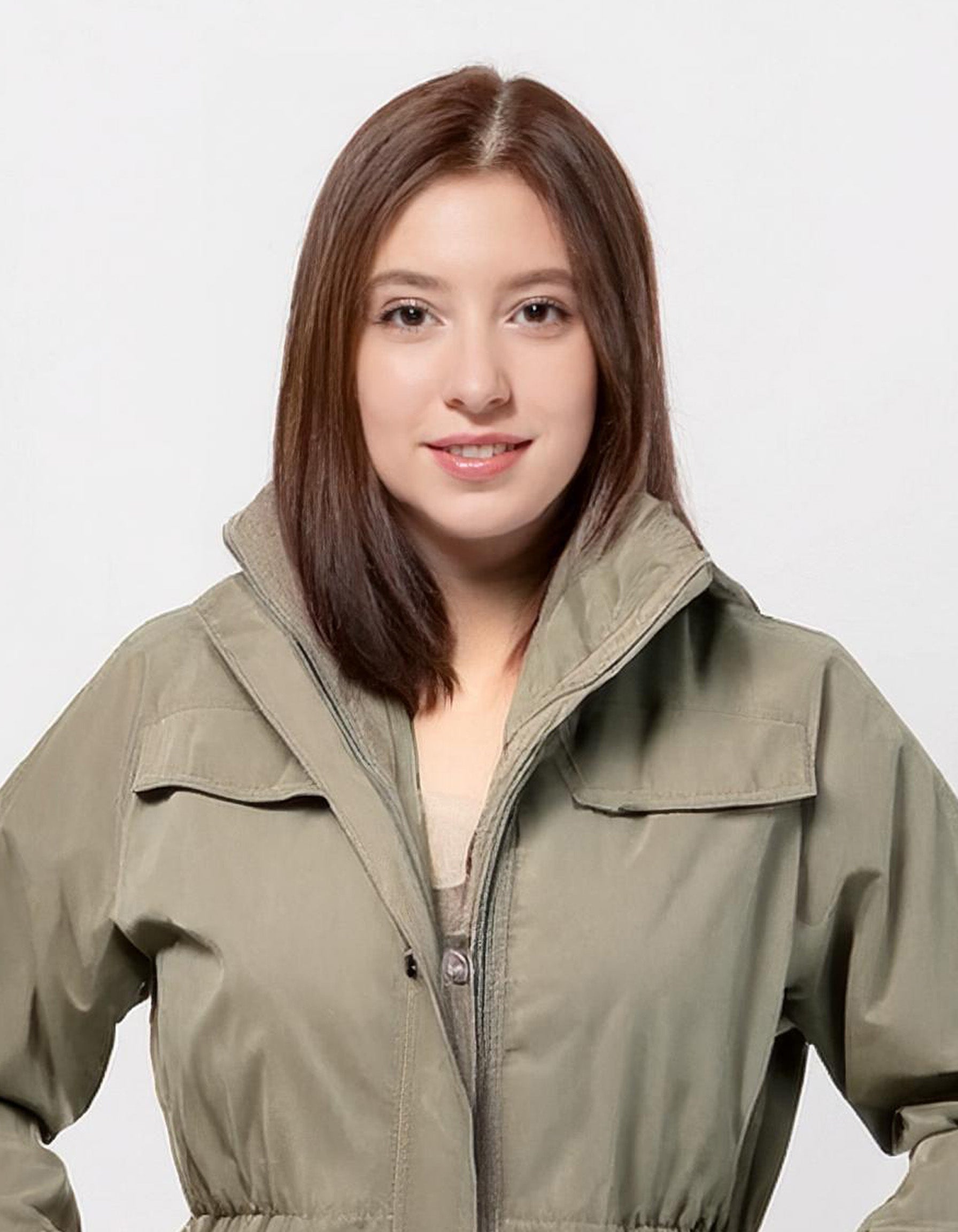 Olive Green Quilted Parka with Adjustable Waist 4