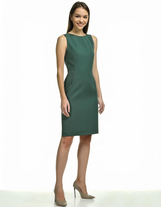 Olive Green Sleeveless Sheath Dress