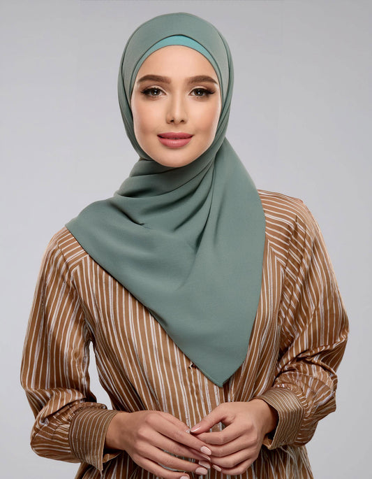 Olive Green Striped Hijab