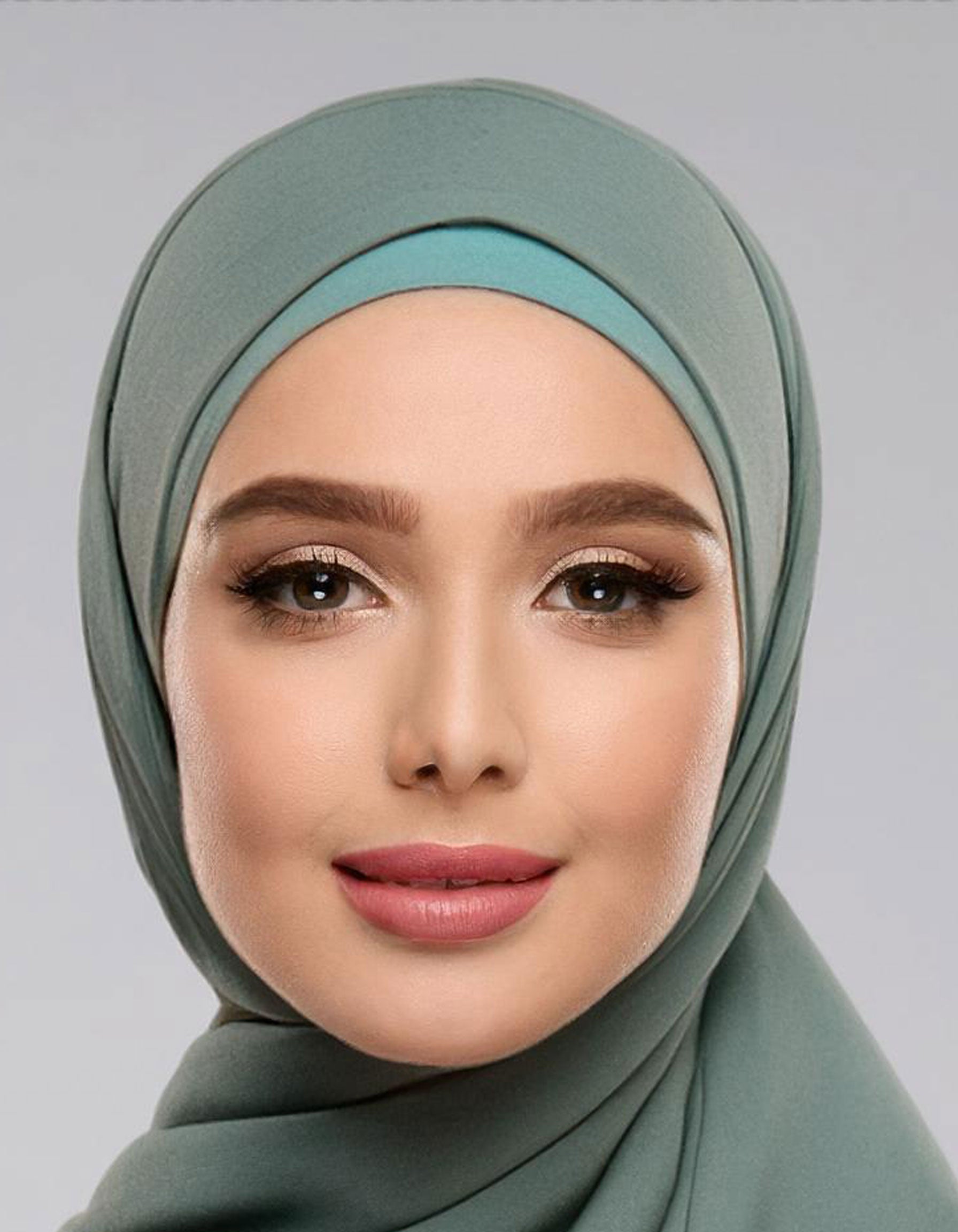 Olive Green Striped Hijab 3