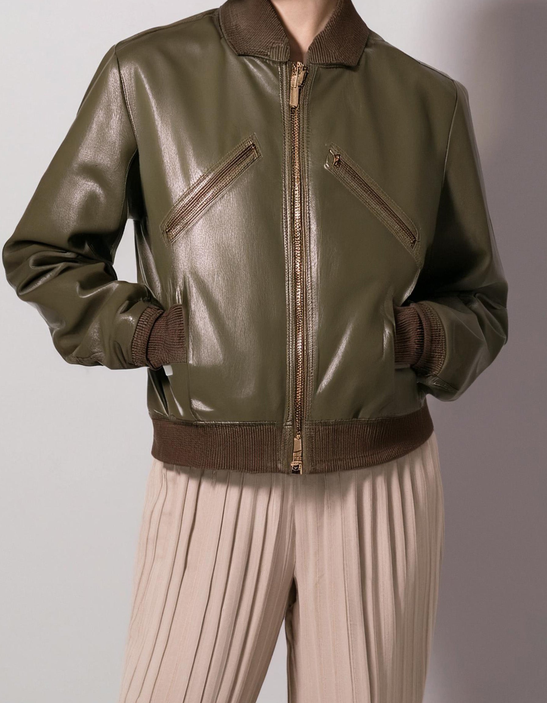 Olive Luxe Bomber Jacket 2