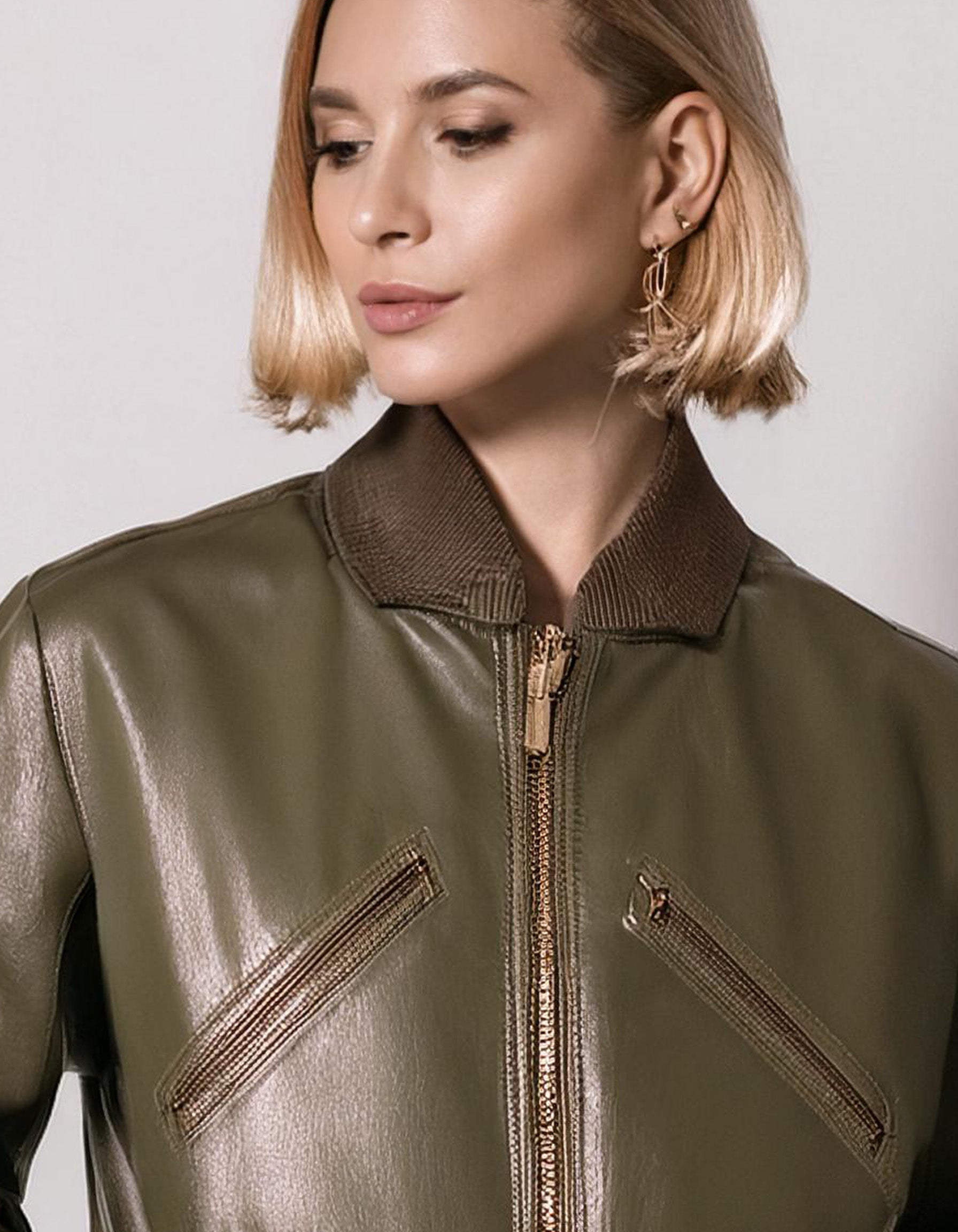 Olive Luxe Bomber Jacket 4