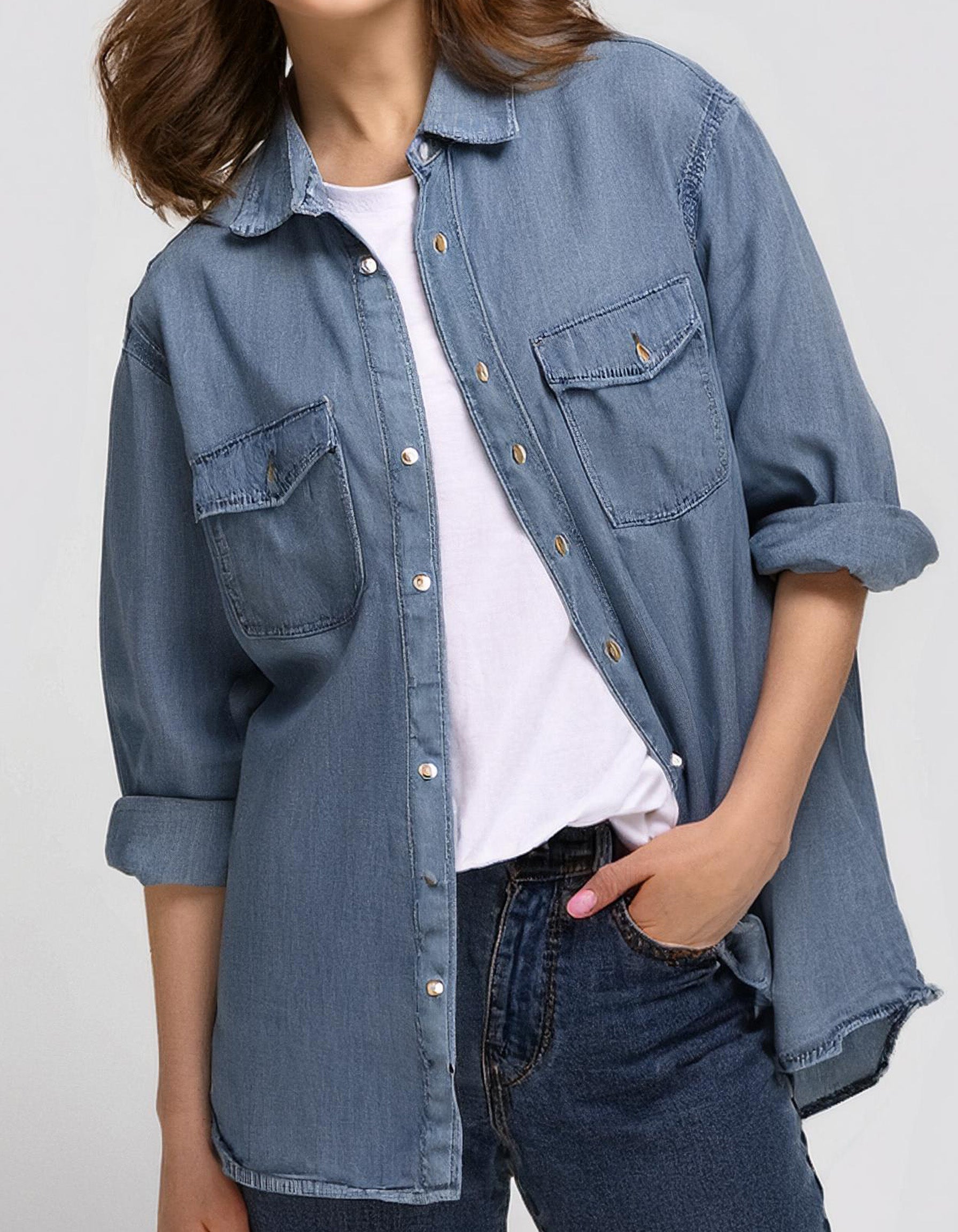 Oversized Light Blue Denim Shirt 2