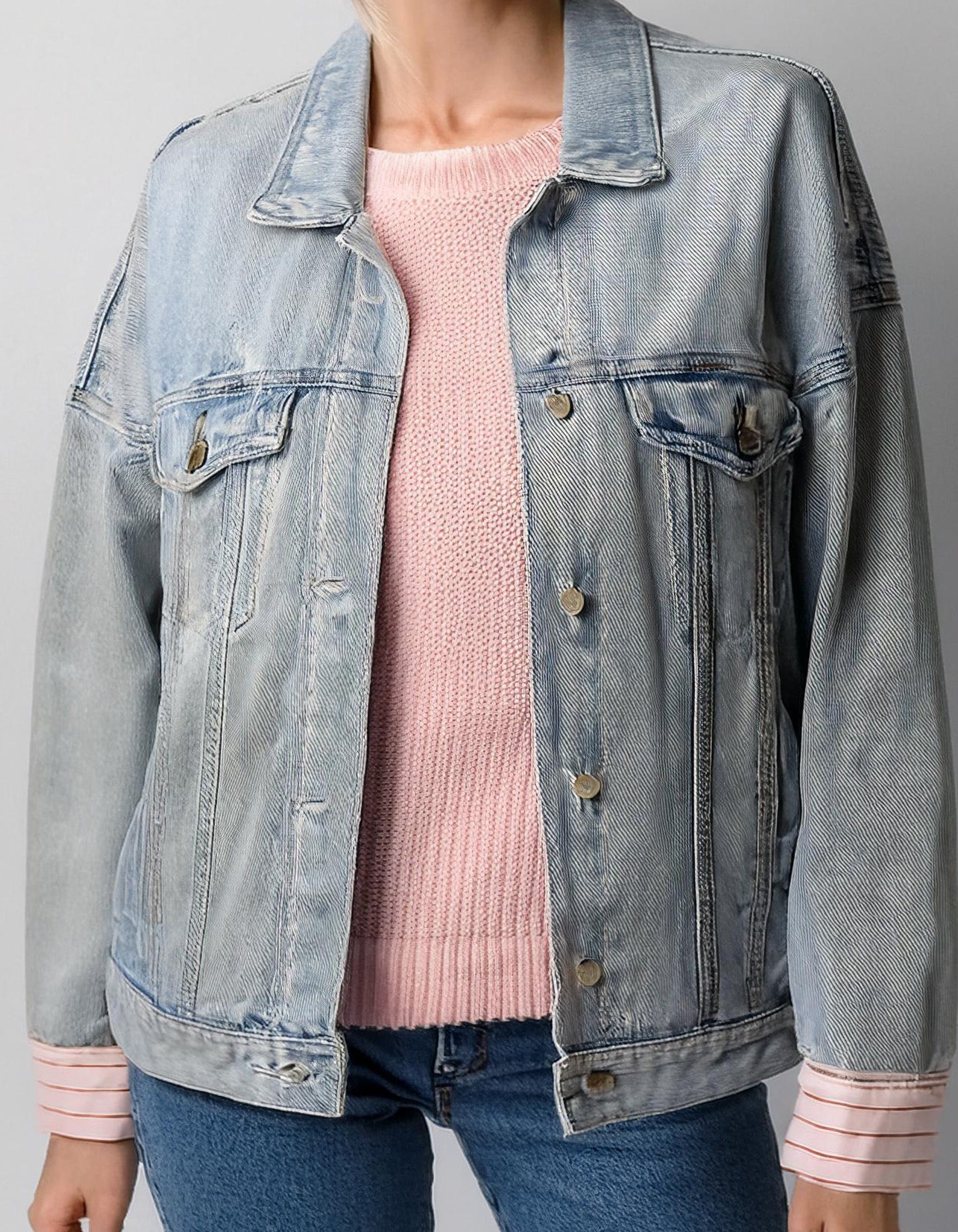Pale Blue Oversized Denim Jacket 2