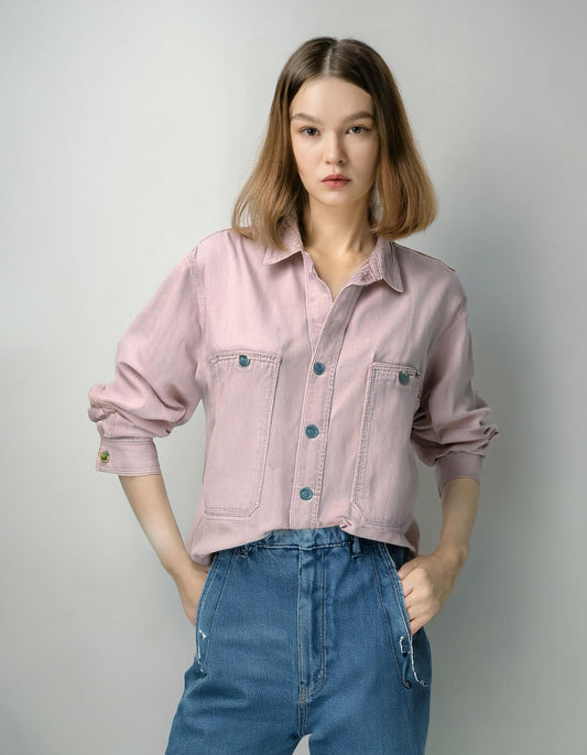 Pale Pink Denim Shirt