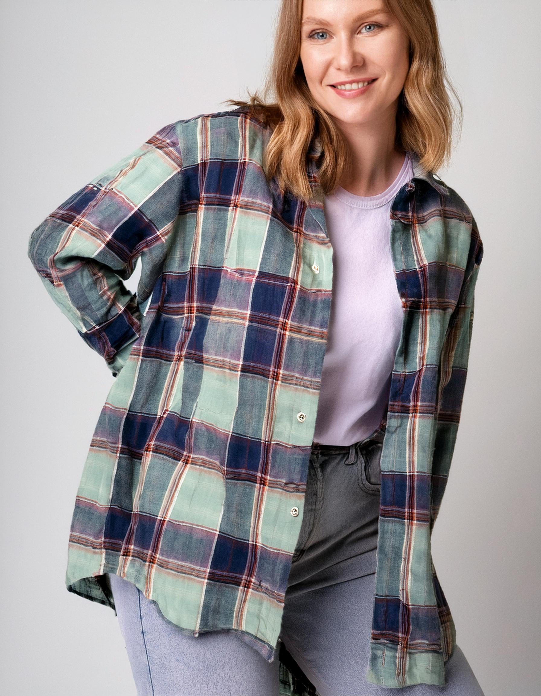 Pastel Plaid Flannel Shirt 2