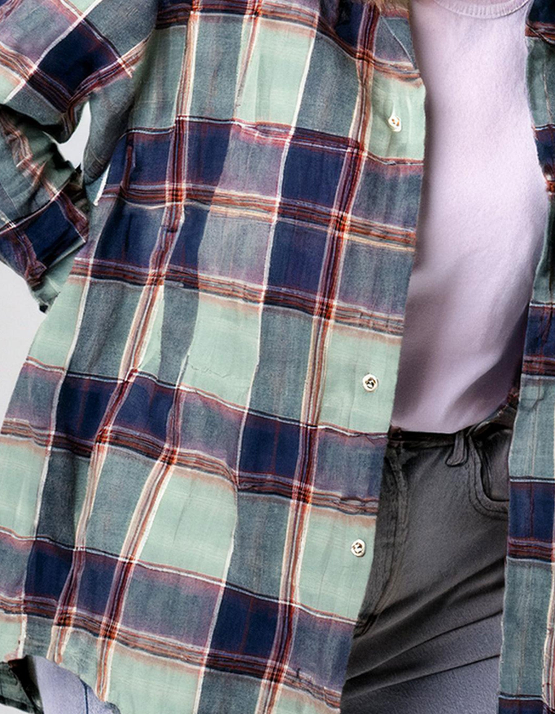Pastel Plaid Flannel Shirt 4