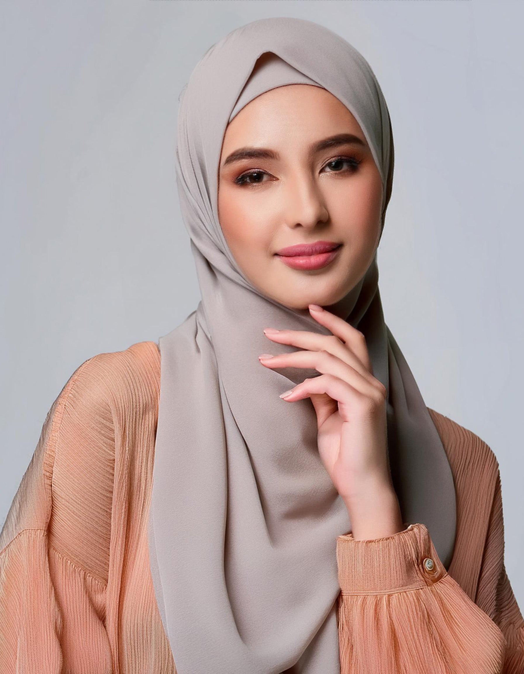 Peach Blush Chiffon Hijab 2