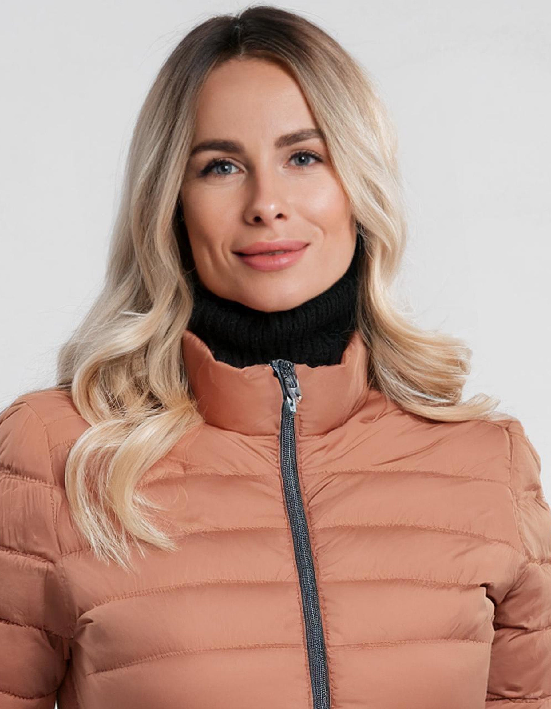 Peach Quilted Zip-Up Puffer Jacket 4