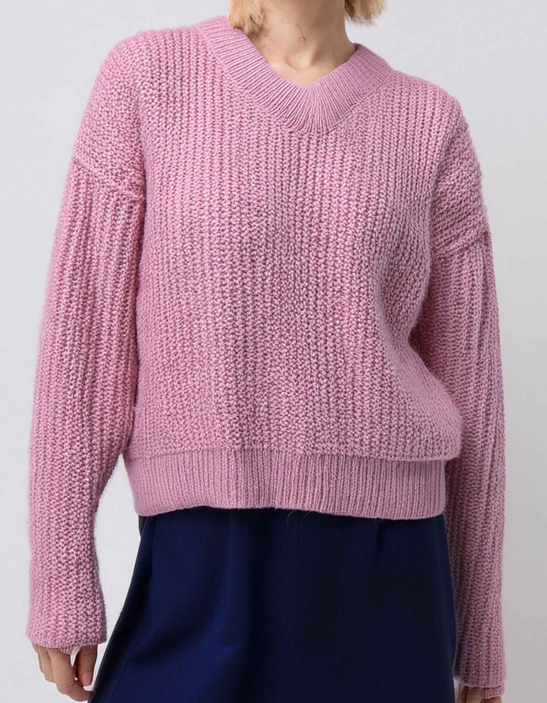 Pink Oversized Knit Pullover 2