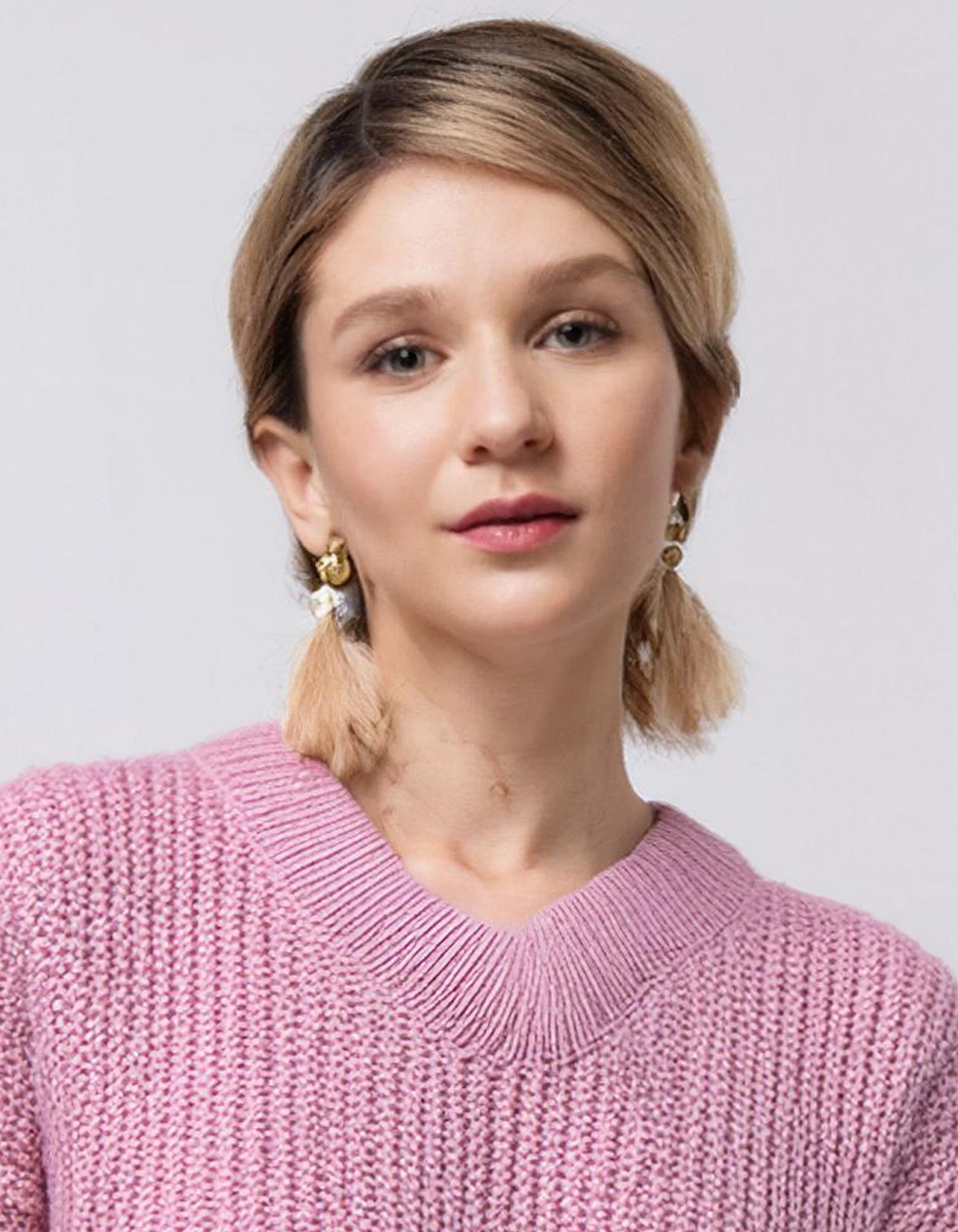 Pink Oversized Knit Pullover 4