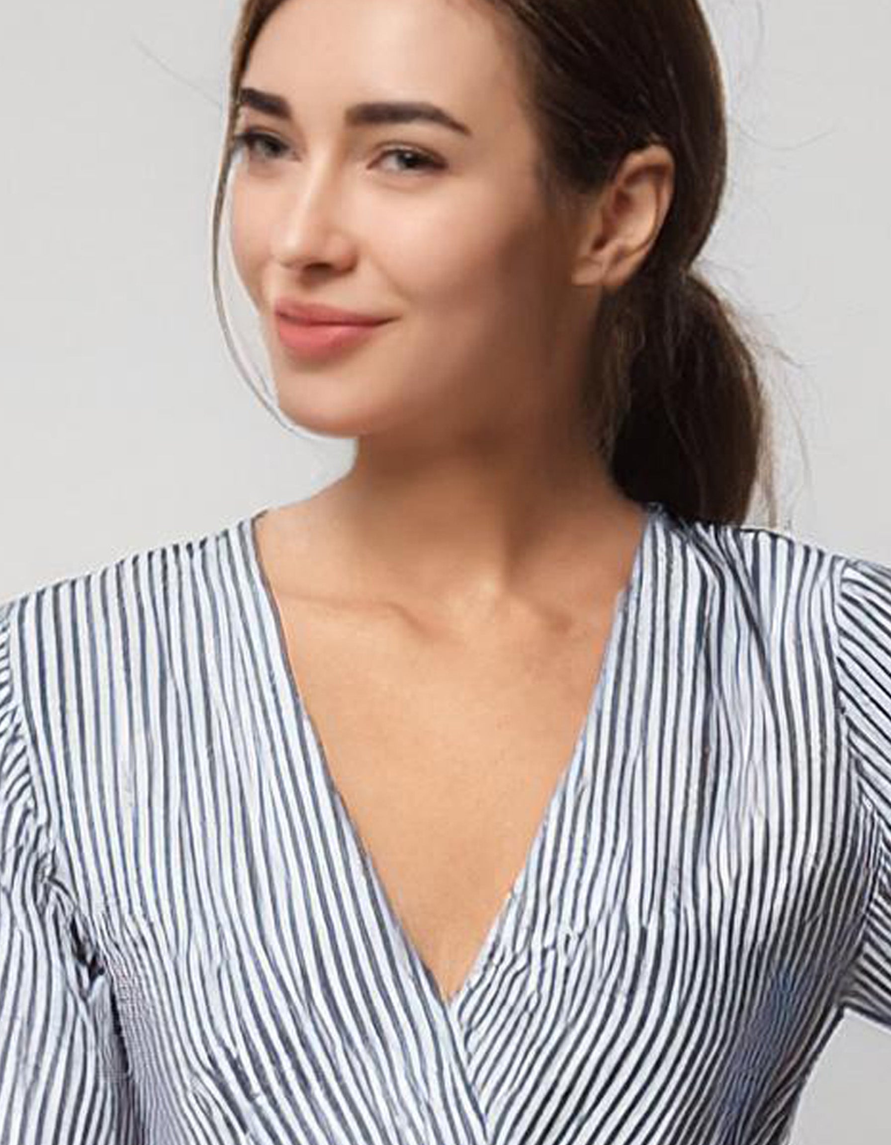 Powder Blue Button-Front Shift Dresses 4