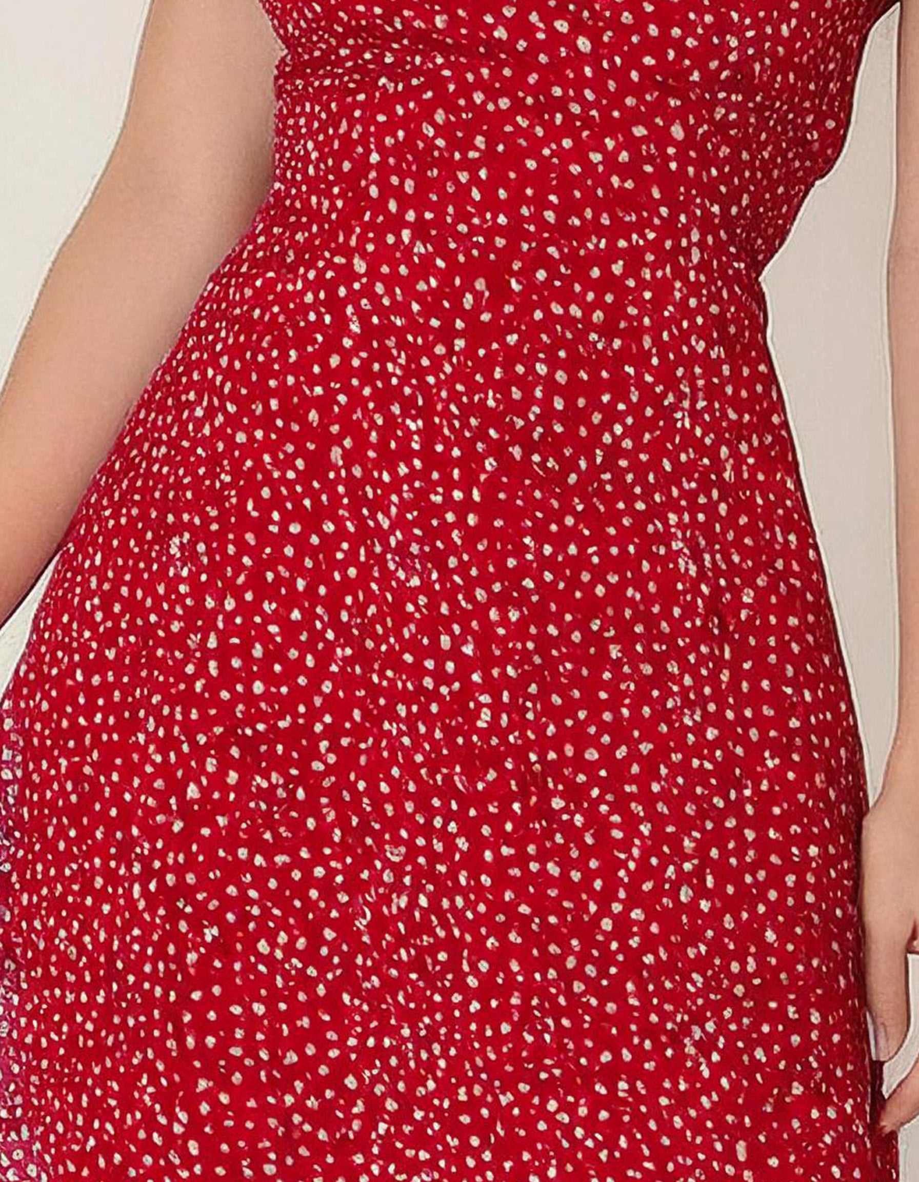 Red Floral A-Line Dress with Ruffled Hem 3