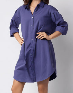 Royal Blue Belted Shirt Dress