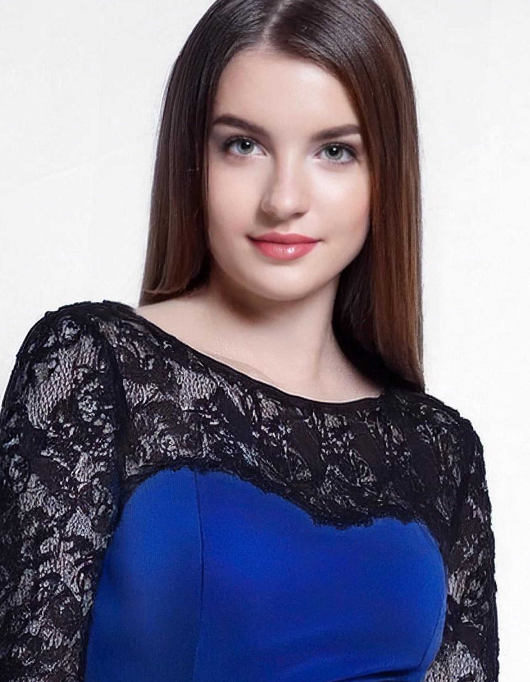 Royal Blue Sheath Dress with Lace Sleeves 4