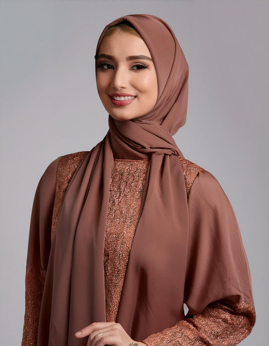 Rust Brown Satin Hijab