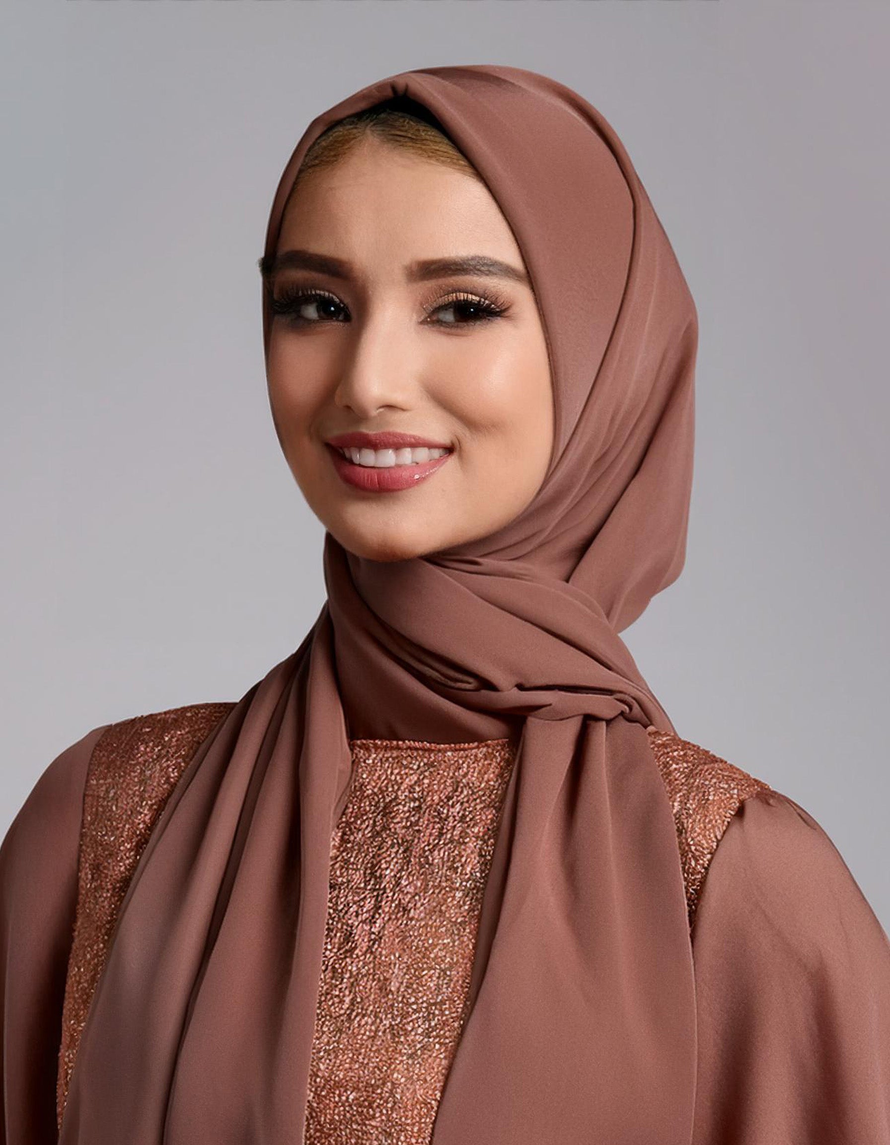 Rust Brown Satin Hijab 2