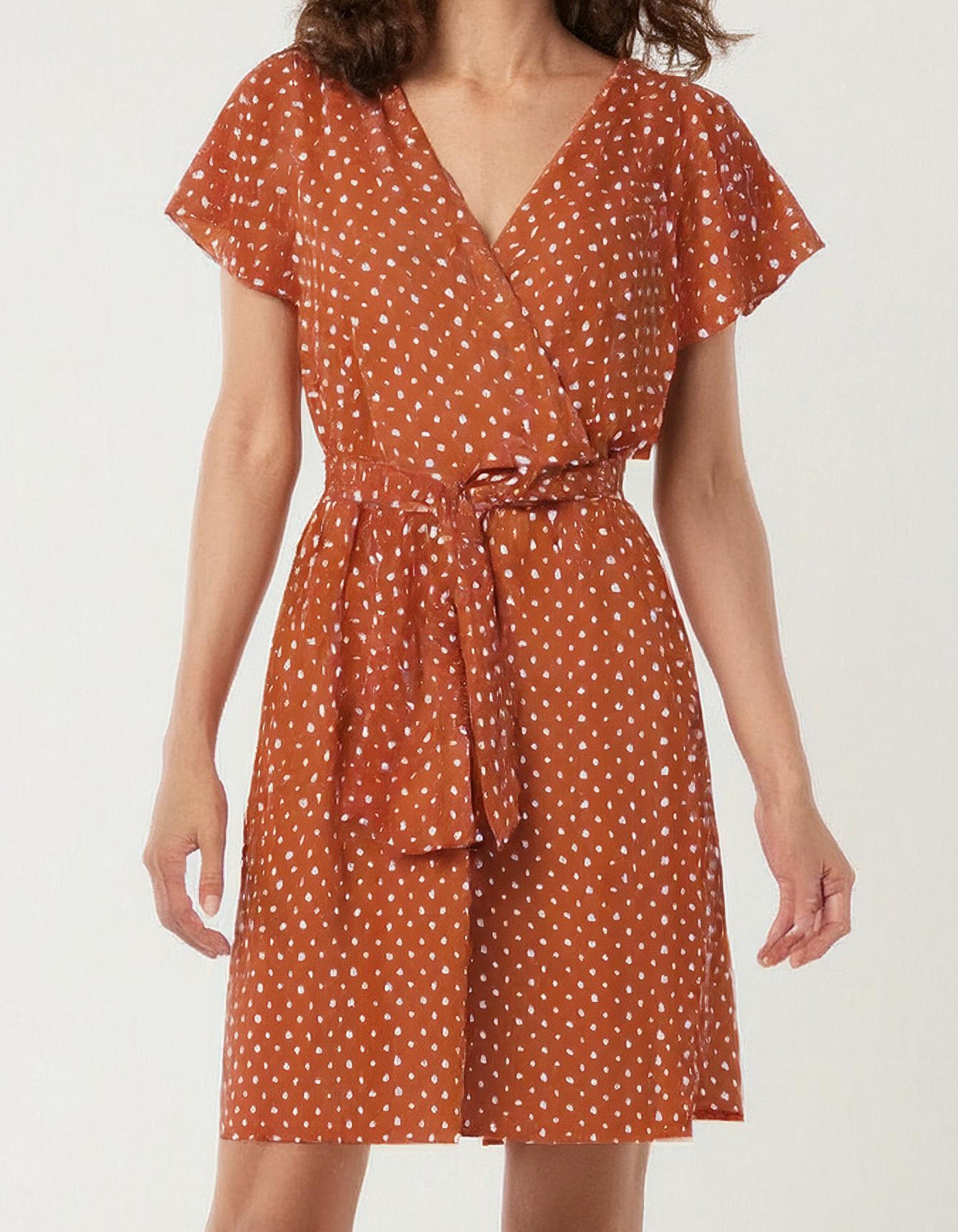Rustic Orange Charm Wrap Dress 2