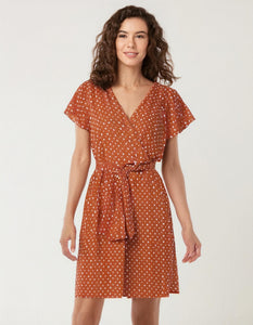 Rustic Orange Charm Wrap Dress