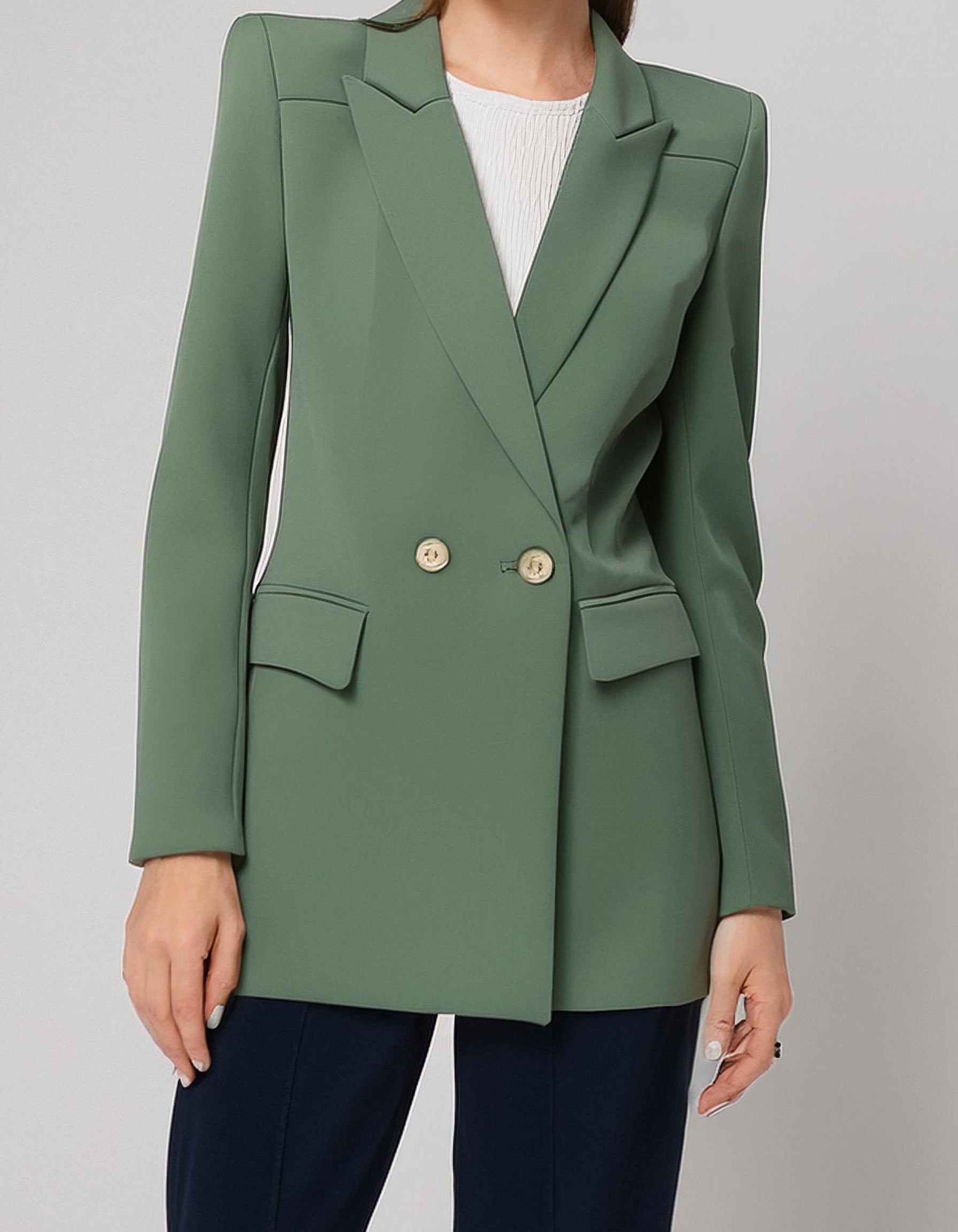 Sage Green Double-Breasted Blazer 2