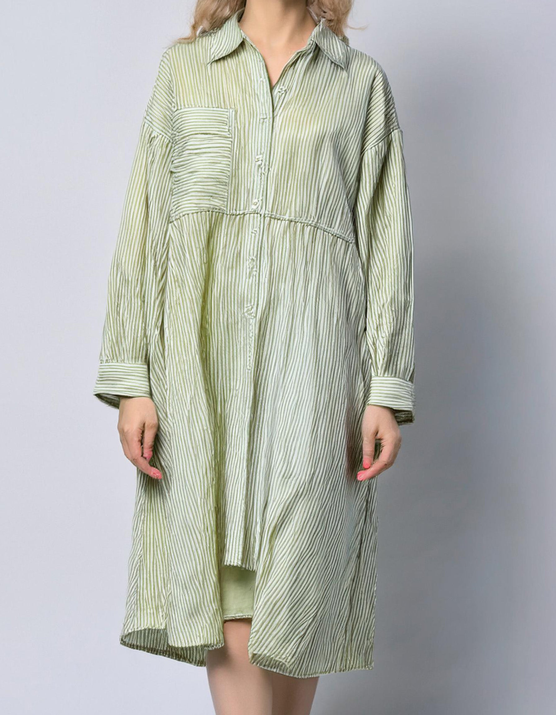 Sage Green Midi Shirt Dress 2