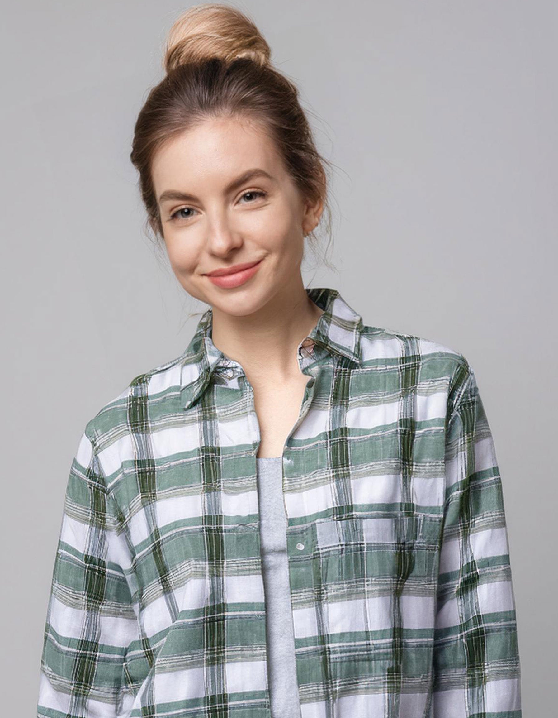 Sage Green Plaid Flannel Shirt 3