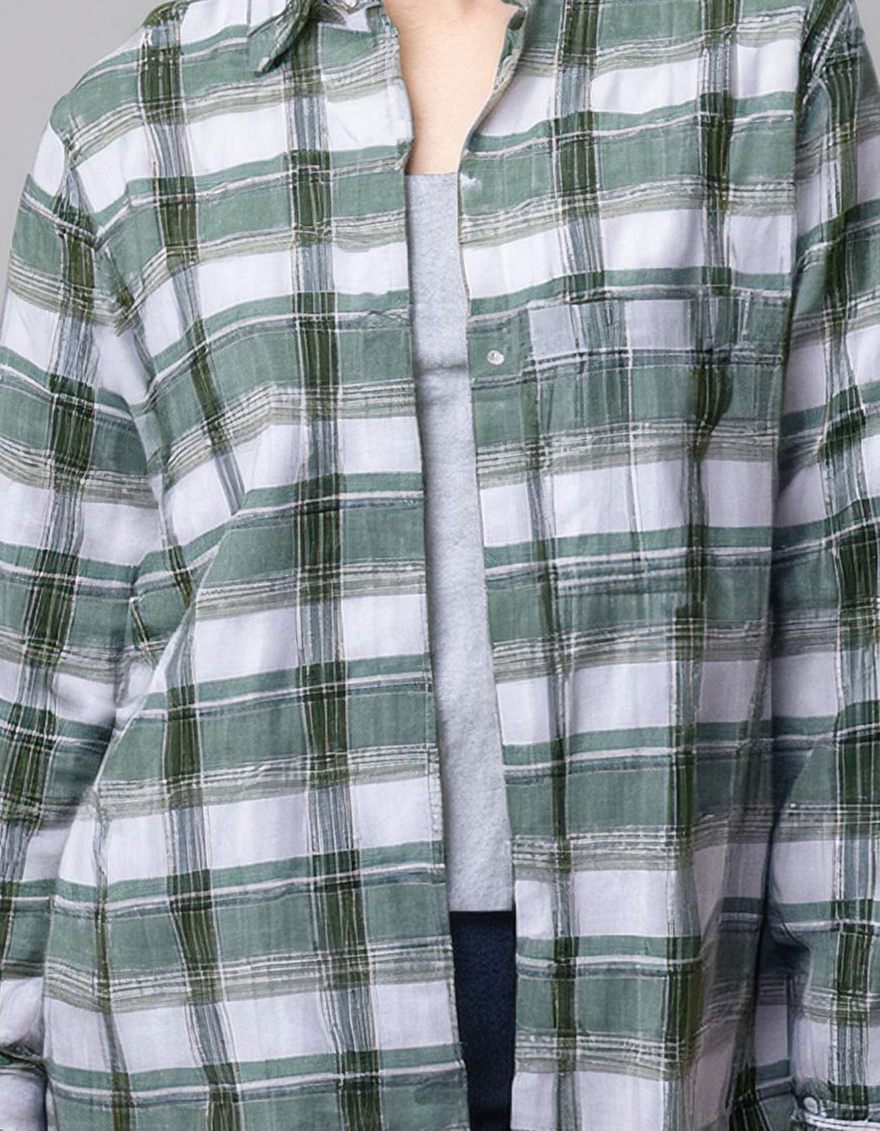 Sage Green Plaid Flannel Shirt 4