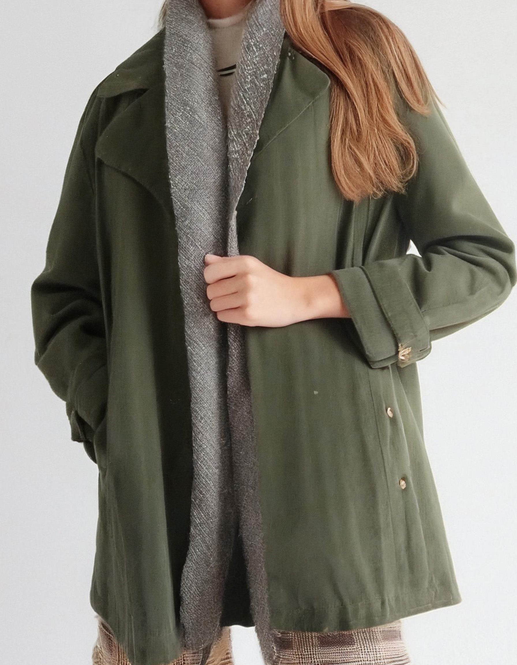 Sage Green Relaxed Trench Coats 2