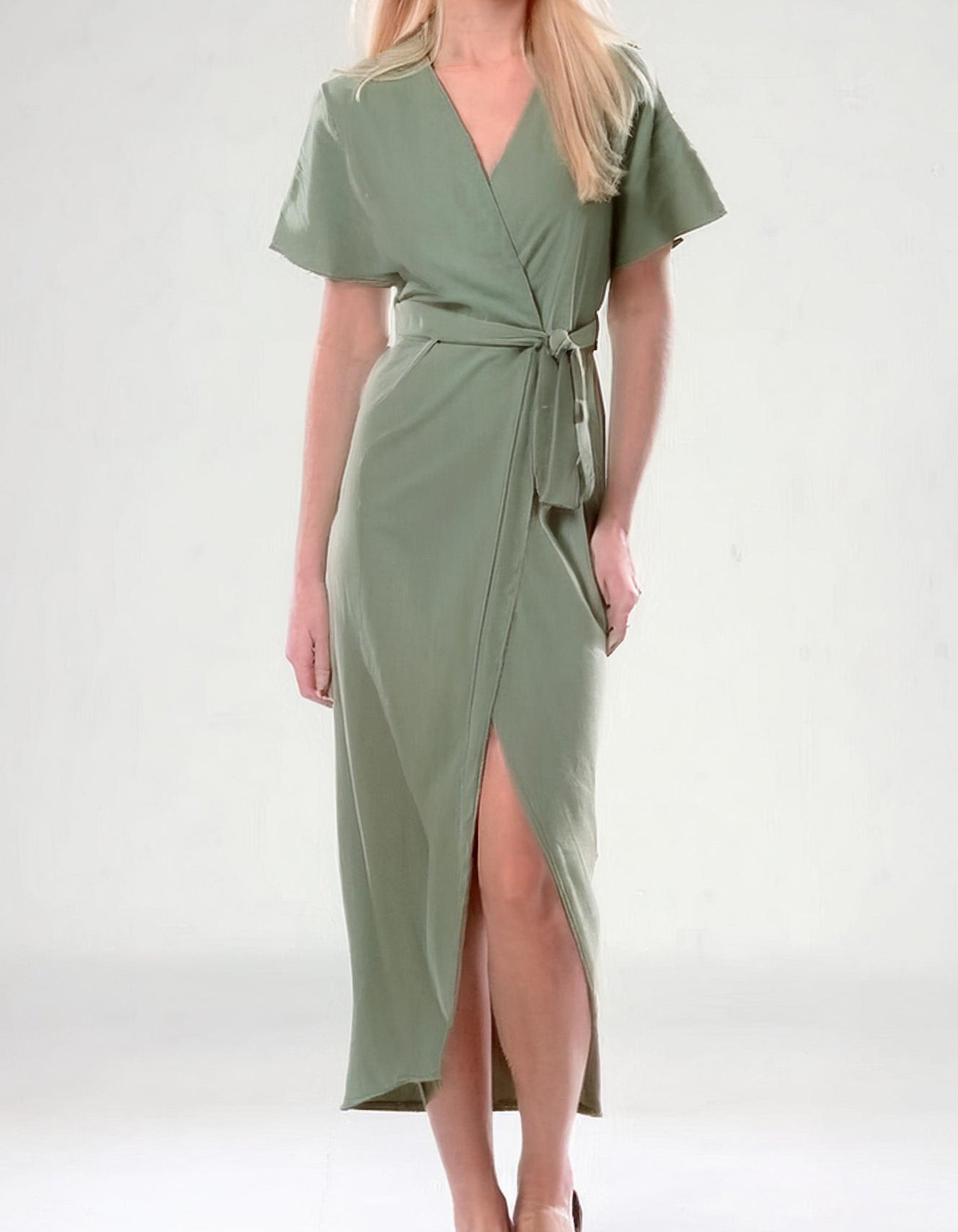Sage Green Simplicity Wrap Dress 2