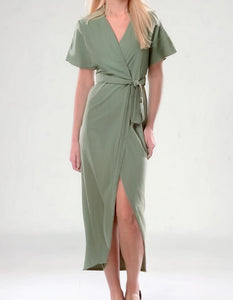 Sage Green Simplicity Wrap Dress