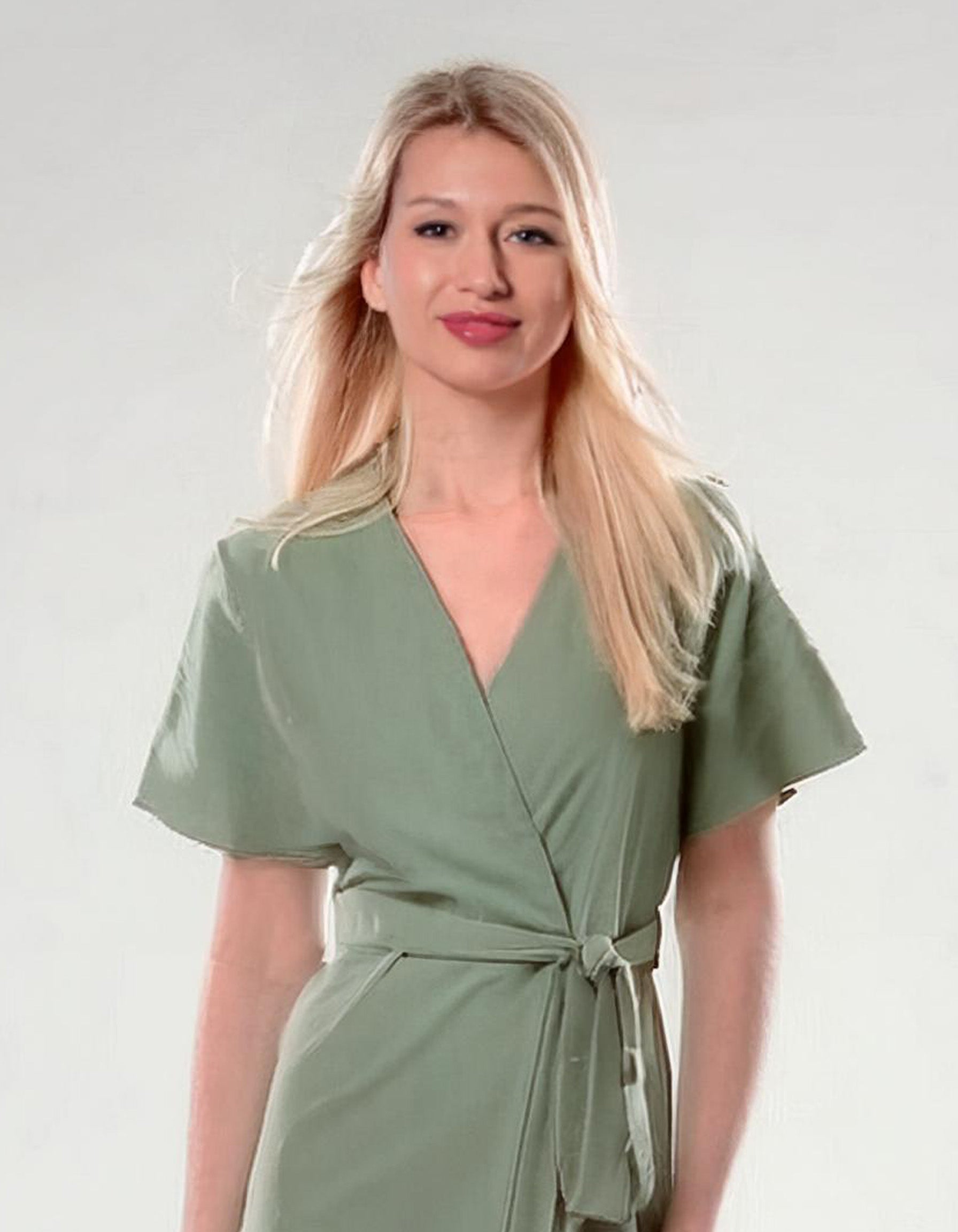 Sage Green Simplicity Wrap Dress 4