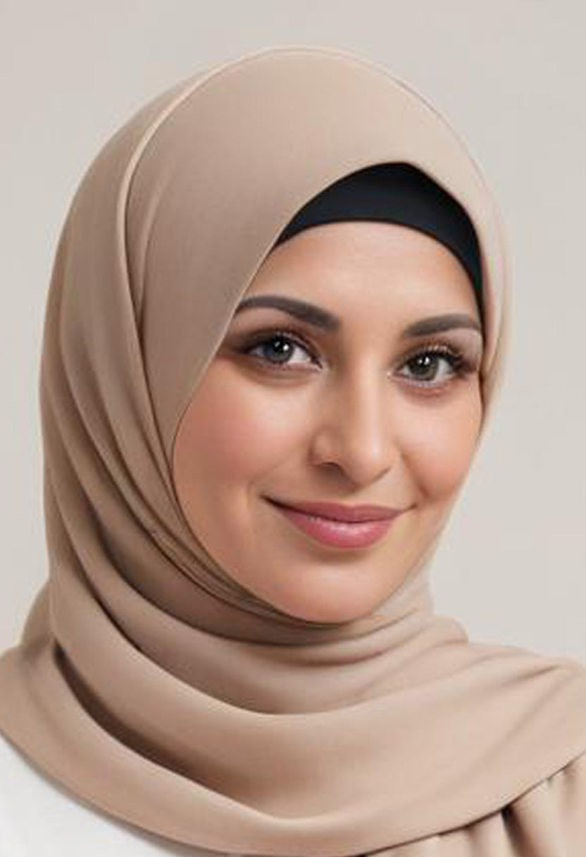 Sandy Beige Pleated Hijab 3