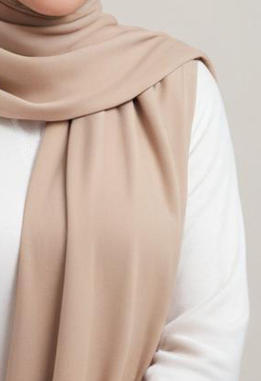 Sandy Beige Pleated Hijab 4