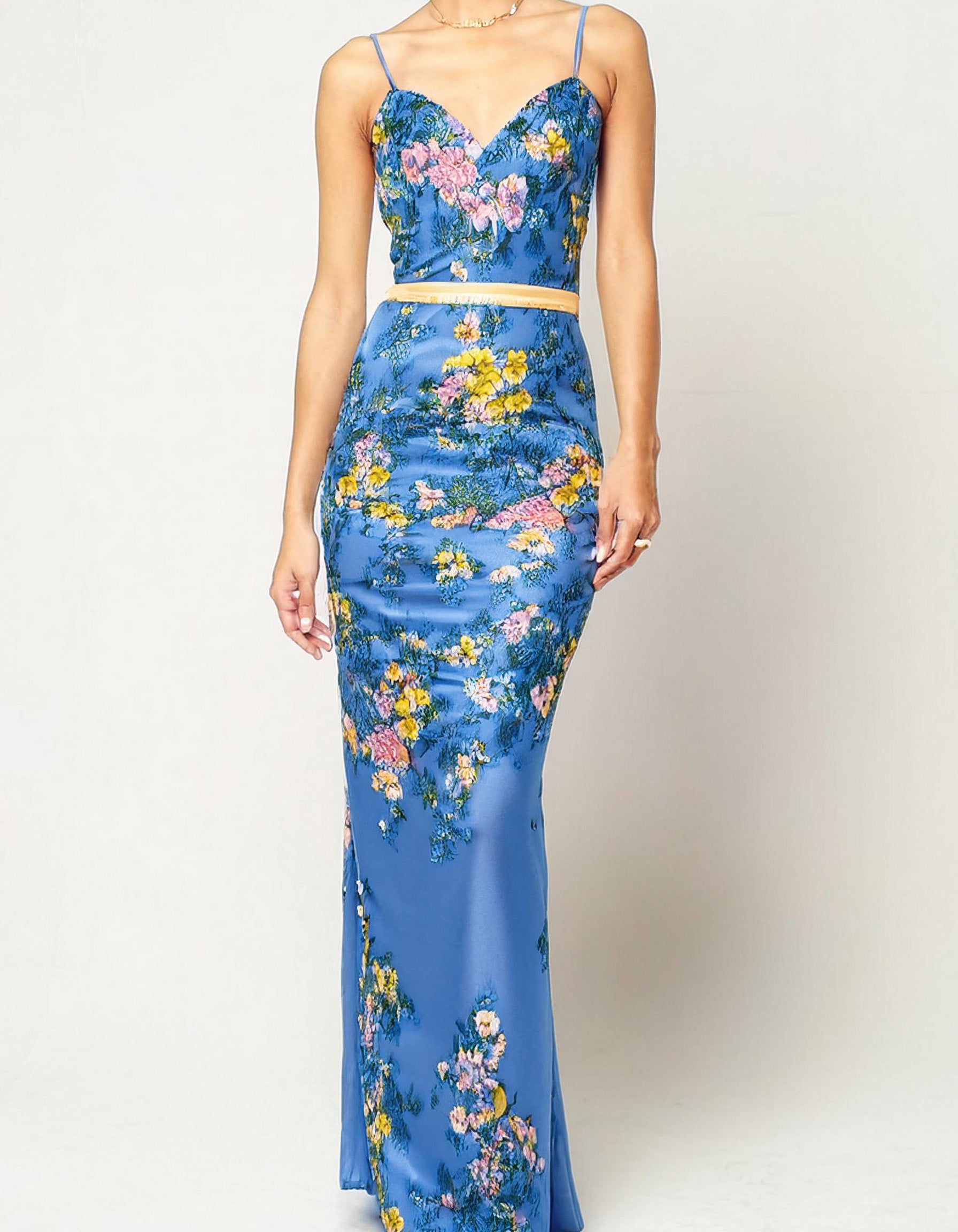 Sapphire Blossom Evening Gown 2