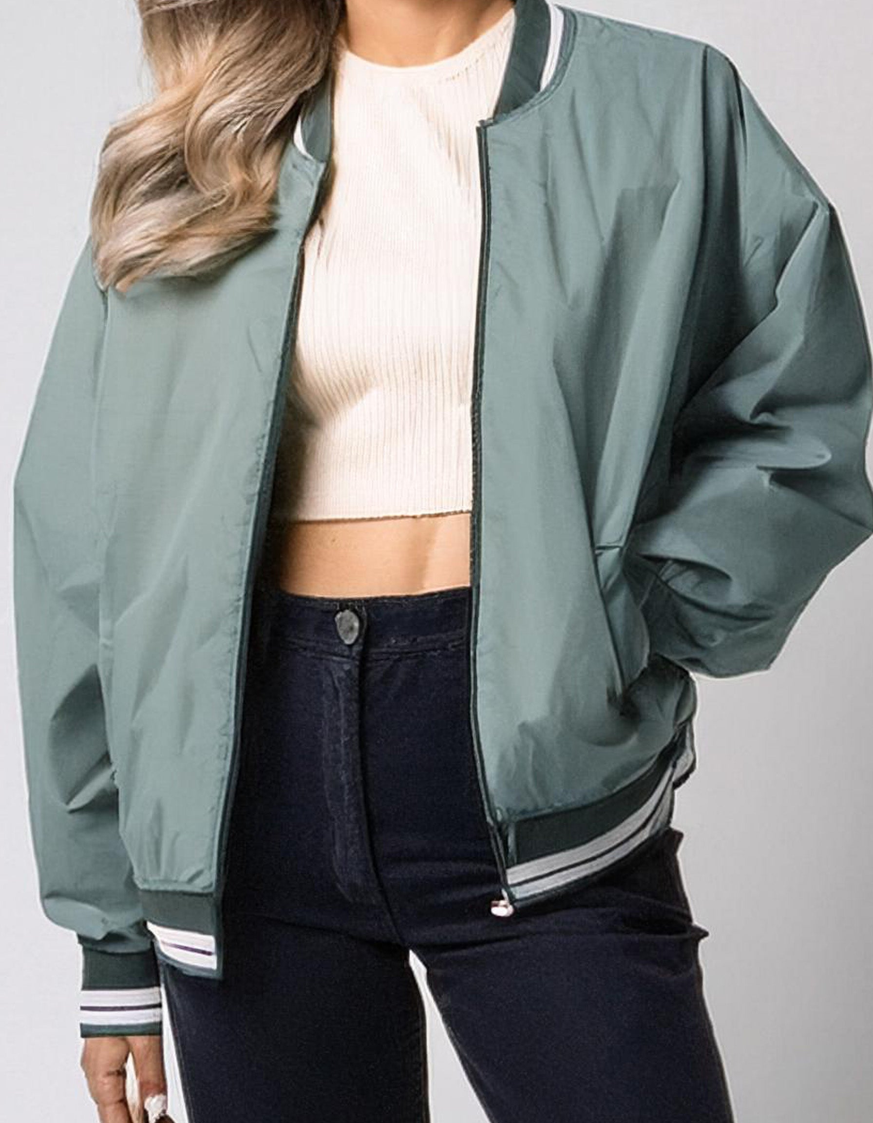 Seafoam Green Bomber Jacket 2