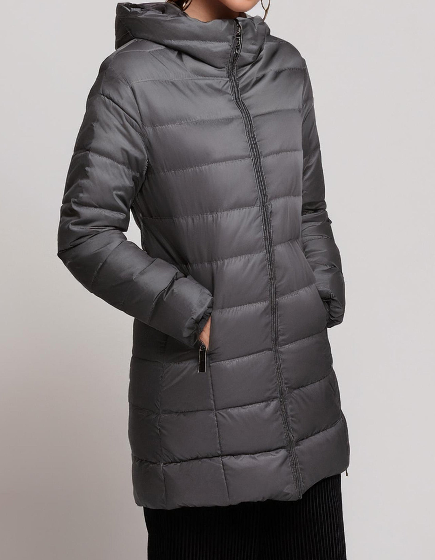 Silver Gray Stand-Collar Puffer Jacket 2