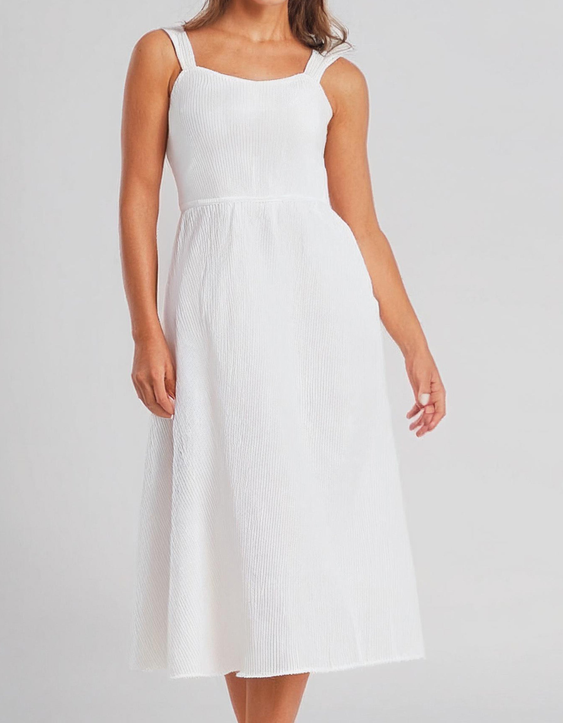 Simple White Midi Slip Dress 2