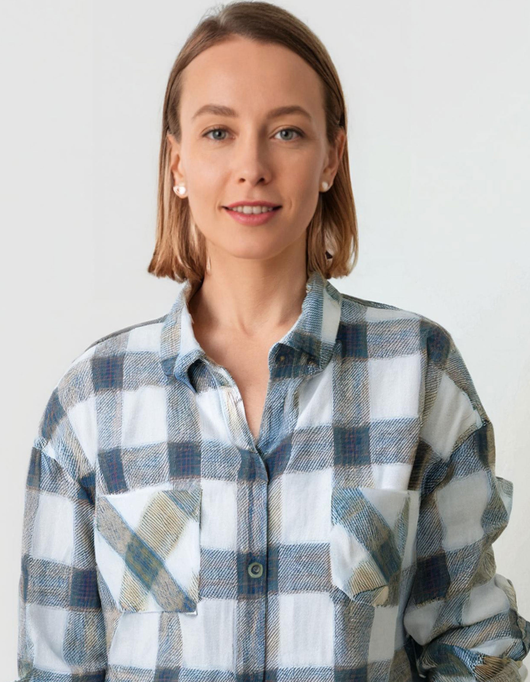 Sky Blue Gingham Flannel Shirt 3