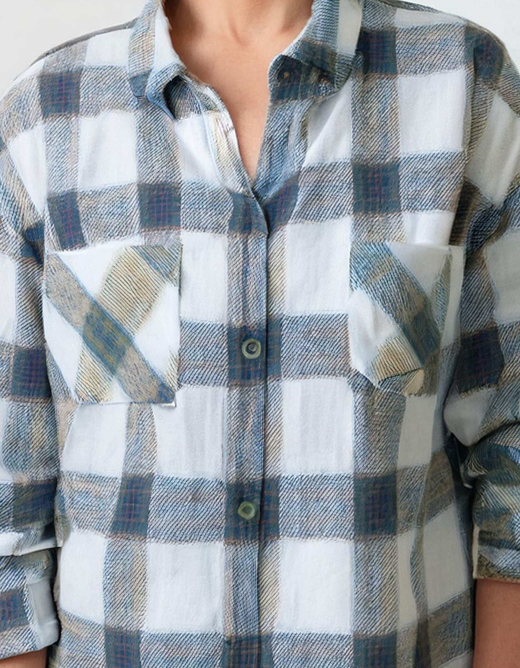 Sky Blue Gingham Flannel Shirt 4