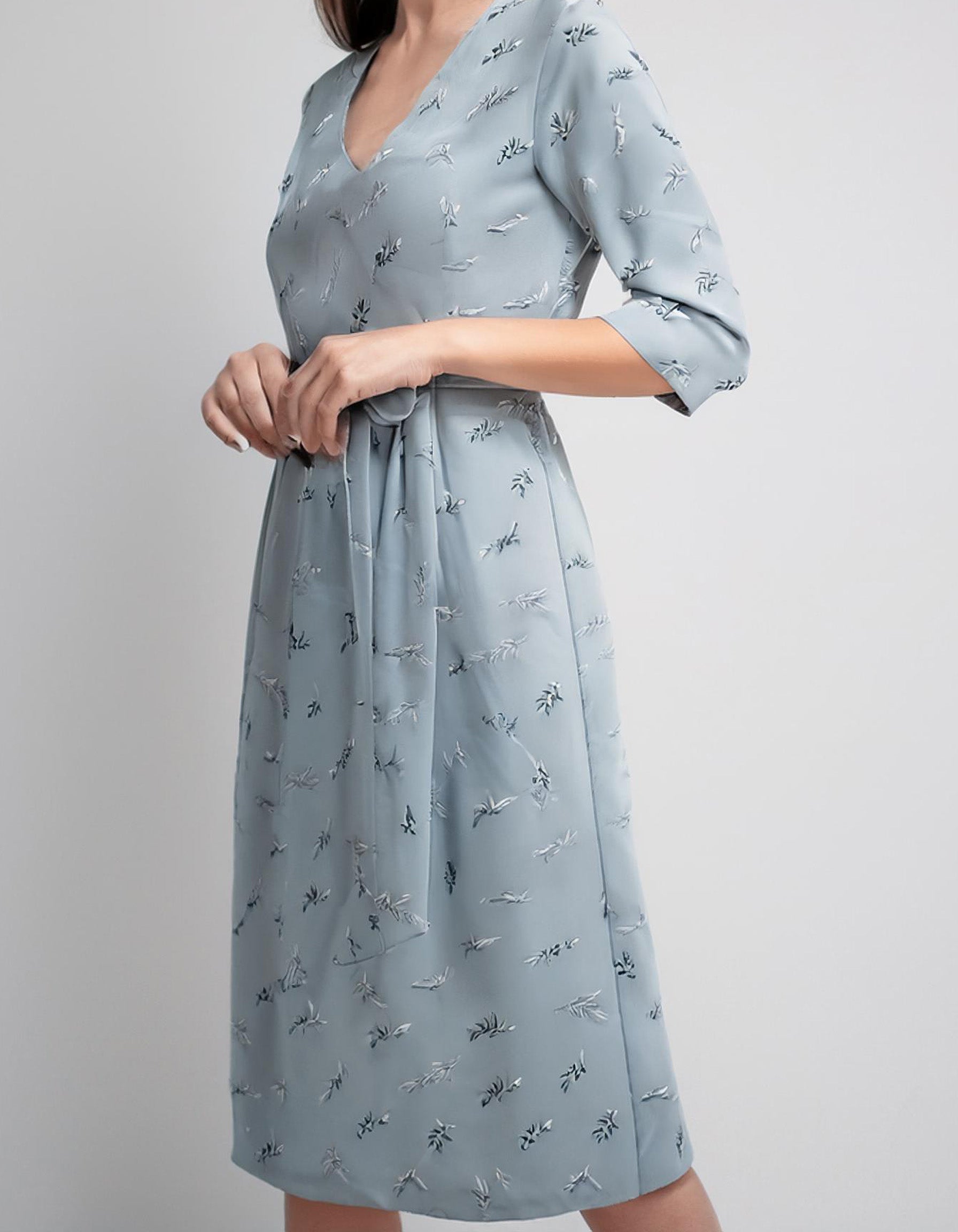 Sky Blue Scalloped Hem Shift Dresses 2