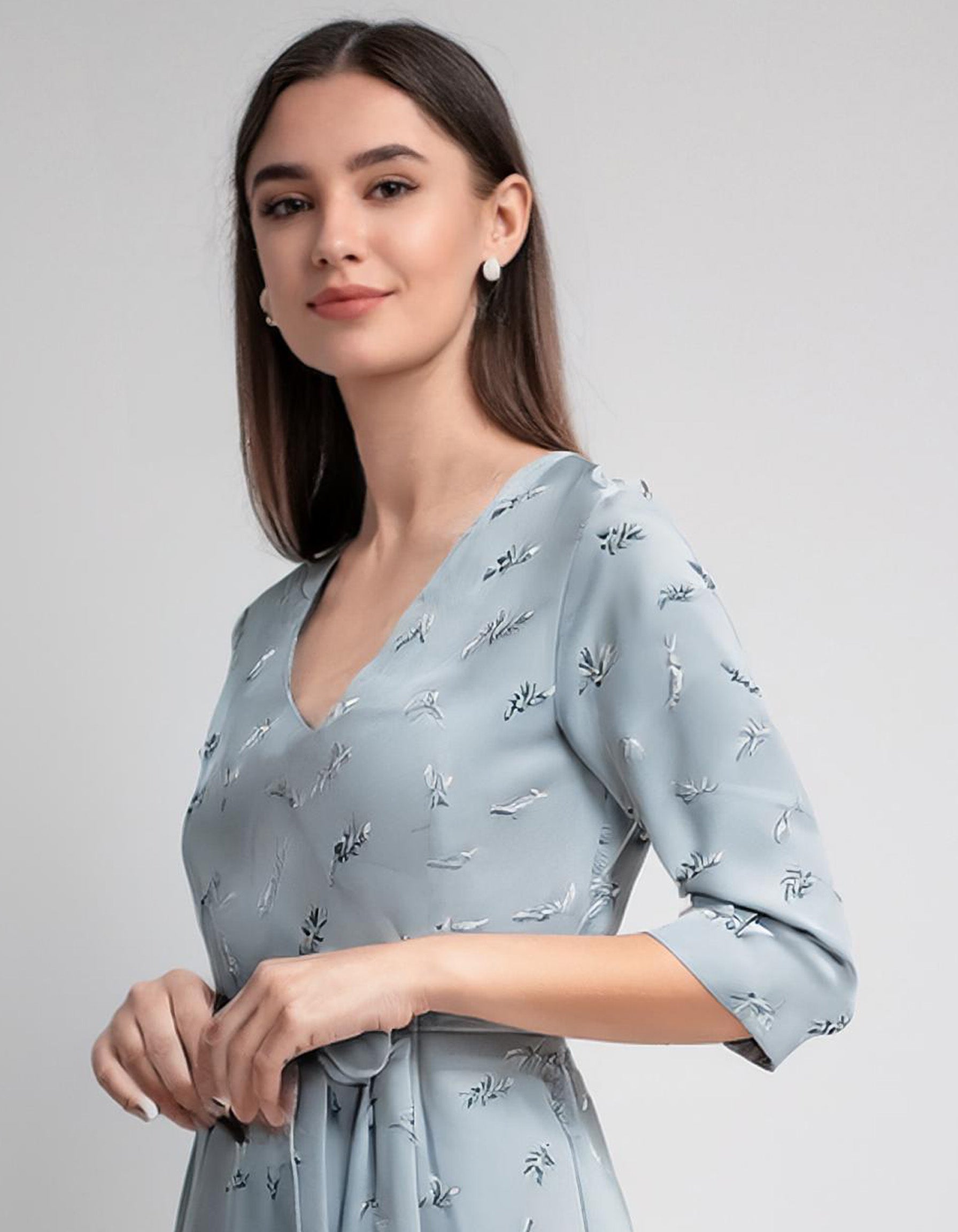 Sky Blue Scalloped Hem Shift Dresses 4