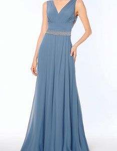 Slate Elegance Evening Gown