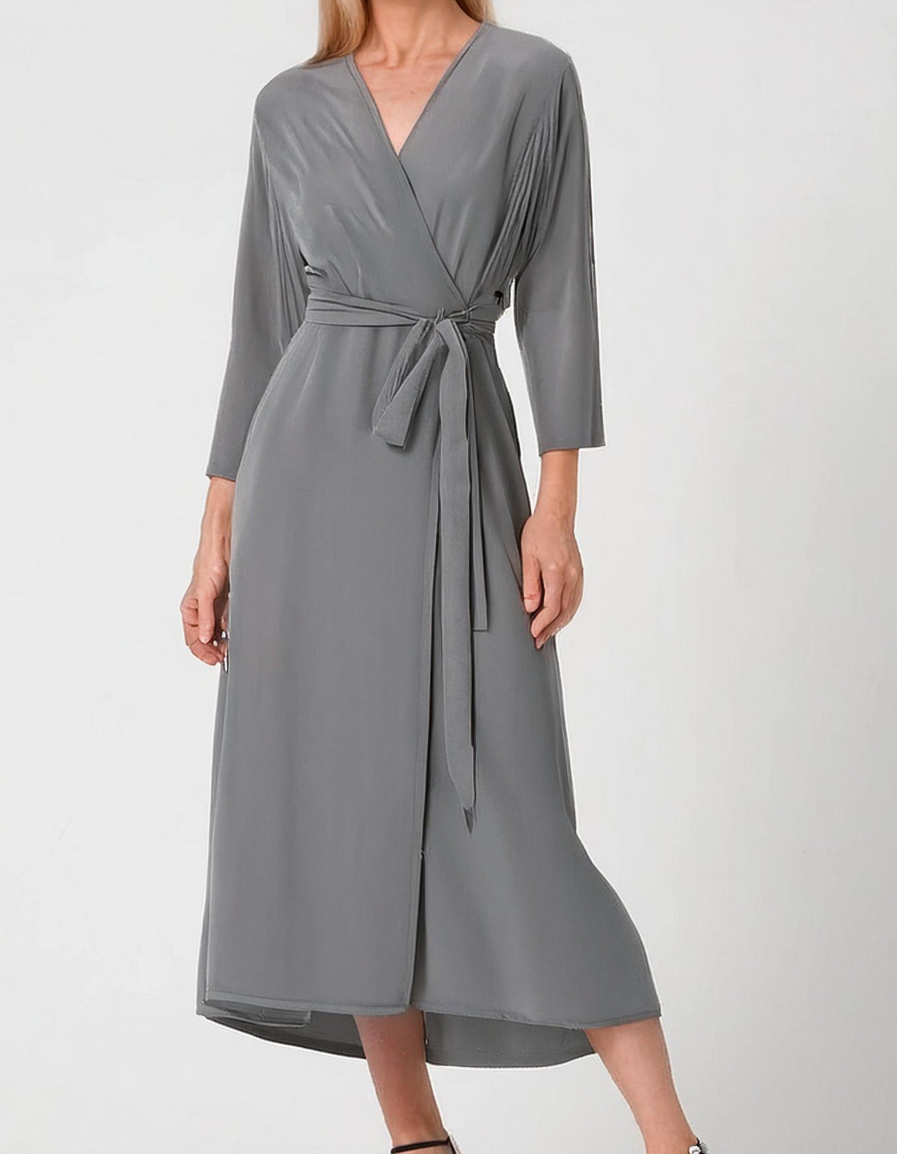 Slate Gray Sophistication Wrap Dress 2